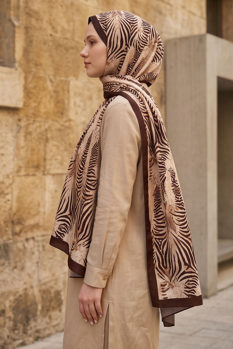 Zebra Desenli Soft Vual Şal